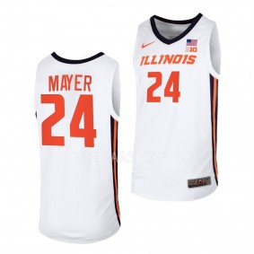 2022-23 Illinois Fighting Illini Matthew Mayer White Basketball Jersey Home