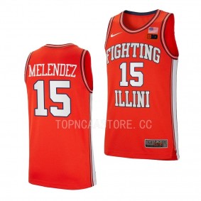 RJ Melendez 2022-23 Illinois Fighting Illini Retro Basketball Jersey Orange
