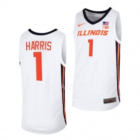 2022-23 Illinois Fighting Illini Sencire Harris White Basketball Jersey Home