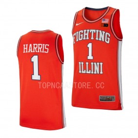 Sencire Harris 2022-23 Illinois Fighting Illini Retro Basketball Jersey Orange